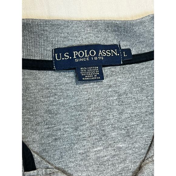 US Polo ASSN Classic Polo Shirt Collared Three‎ Button Gray Mens Size L - Picture 4 of 6